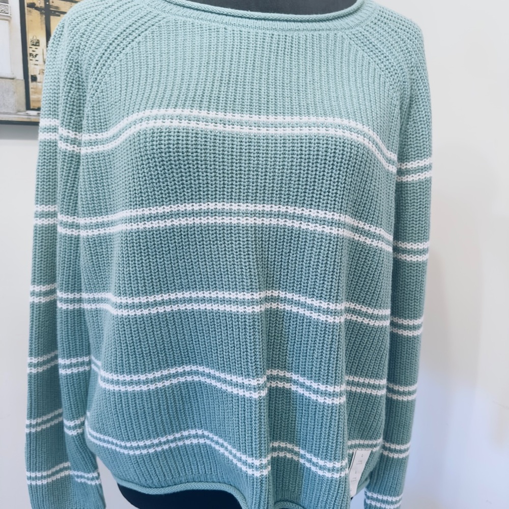 Mint Green Striped Women's Sweater